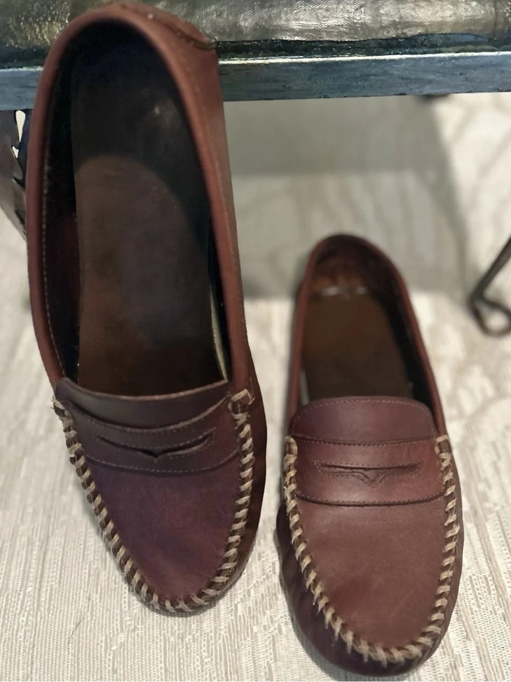 Minnetonka Brown Leather Loafer Slip On Non-Slip Comfort Men's Casual Shoe